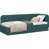 vidaXL Hoek Bed Frame Donkergroen 80 x 200 cm Stof