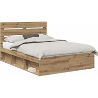 vidaXL Bedframe Ambachtelijk Eiken 140 x 190 cm Massief grenenhout