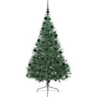 vidaXL - Kunststof - Voorverlichte - Kerstboom - met - 300 - LED - Groen - 210 - cm - PVC