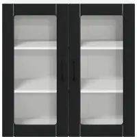 vidaXL Wandglas Kasten LUCCA Zwart 80 x 31 x 80 cm Bewerkt hout