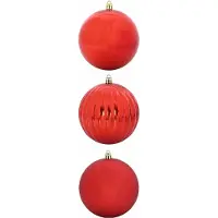 vidaXL Kerstbal Set XXL 3 pcs Rood Ø 25 cm Kunststof LED's