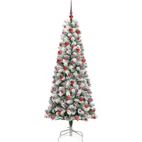 vidaXL Kunstmatige Hinged Kerstboom met 300 LED Groen en Wit 180 cm