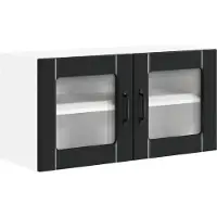 vidaXL Wandglas Kasten LUCCA Zwart 80 x 31 x 40 cm Bewerkt hout