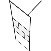 vidaXL Inloopdouchewand Zwart 90 x 195 x 0,5 cm Glas en Aluminium