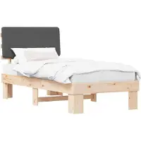 vidaXL Bedframe met gestoffeerd hoofdeinde, donkergrijs, 100 x 200 cm