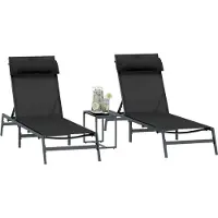 vidaXL Zonligstoelen 2-persoon 3 pcs Zwart en Anthraciet Staal