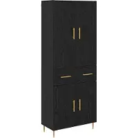 vidaXL Hoge kast, zwart, eikenlook, 69,5 x 34 x 180 cm, houtvezel
