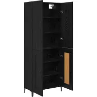 vidaXL Highboard Zwart Eiken 69,5 x 34 x 180 cm Bewerkt hout