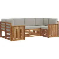 vidaXL Buiten bank set 6 st Natuurlijk en Licht Grijs