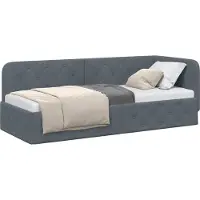 vidaXL Hoek Bed Frame Donkergrijs 80 x 200 cm Fluweel