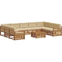 vidaXL Buiten bank set 10 st Natuurlijk en Beige Massief Acacia Hout