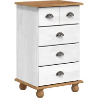 vidaXL Ladeblok 5-Lade ASKIM Wit 48,5 x 40 x 79 cm Massief grenenhout
