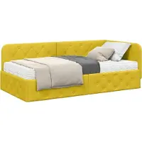 vidaXL Hoek Bed Frame Geel 100 x 200 cm Fluweel