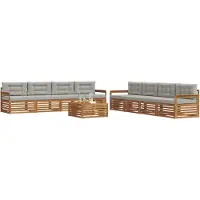 vidaXL Buiten bank set 9 st Natuurlijk en Licht Grijs