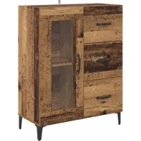 vidaXL Hoge kast, gerecycled hout, 69,5 x 34 x 180 cm, houtvezel