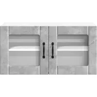 vidaXL Wandglas Kasten LUCCA Betongrijs 80 x 31 x 40 cm Bewerkt hout