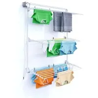 Foxydry Tower 128 cm white - 3 droogrekken boven elkaar, inklapbaar en hoogte verstelbaar -bediening links- 128 x 52 x 137 cm