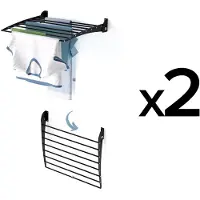 Foxydry 2x Fold 60 DOWN - black - wasdroogrek wandmontage clicksysteem - neerwaartse sluiting - 60 x 50 x 10 cm