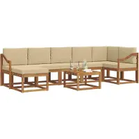 vidaXL Buiten bank set 8 st Natuurlijk en Beige