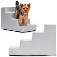 Springos Hondentrap - Hondenloopplank - 4 Hellingen - Opstapje - Voor Grote en Kleine Honden - Zachtgrijs - 40 Cm