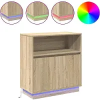 vidaXL LED Dressoir Sonoma Eik 71 x 34,5 x 75 cm Bewerkt hout