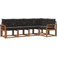 vidaXL Buiten bank set 5 st Natuurlijk en zwart