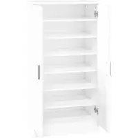 vidaXL Schoenenkast 55x35x108 cm bewerkt hout hoogglans wit