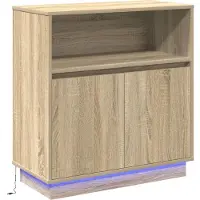 vidaXL LED-zijtafel Sonoma-eik, 71 x 34,5 x 75 cm, houtvezel