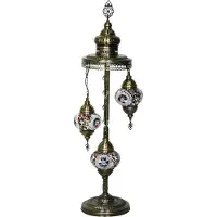 Halay Oosterse vloerlamp - mixcolour - hoogte 94cm - diameter 13,5cm - koperkleurig met mozaiekdesign
