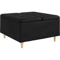 vidaXL Opslagottoman met kussen Zwart 80 x 80 x 45 cm Kunstleer