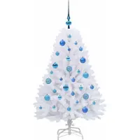 vidaXL Kunstmatige Hinged Kerstboom Wit 120 cm PVC en Staal