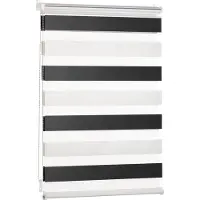 Everbrent Gestreepte Gordijnen - Transparante Rolgordijnen - Kant en Klaar - 70 x 195cm, Wit - Zwart - Set van 1