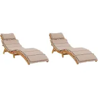 vidaXL Ligstoelen met kussens 2 st massief acaciahout taupe