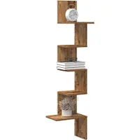 vidaXL Hoekwandschap 32x32x127,5 cm bewerkt hout oud houtkleurig