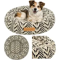 Dogeste RUMI M - Hondenmand 60 cm - Rond - Voor kleine honden en katten - Antislip - Wasbaar - Zwart-Beige