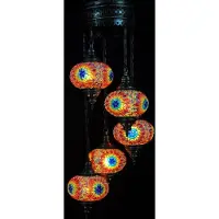 Halay Turkse lamp - hanglamp - mozaïek lamp - 5 bollen - handgemaakt en multicolour design