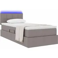 vidaXL LED opbergbed met matras Taupe 100 x 200 cm Stof