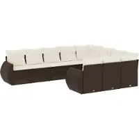 vidaXL 10-delige Loungeset met kussens poly rattan bruin