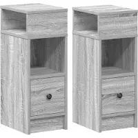 vidaXL Nachtkastjes 2 st met lade 25x31x66 cm grijs sonoma eiken