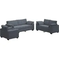 vidaXL 3-delige Loungeset met kussens fluweel donkergrijs