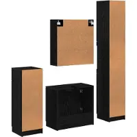 vidaXL Badkameraccessoireset, 4 stuks, zwart, eikenhoutlook