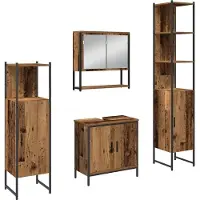 vidaXL Badkamermeubel Set 4 st Bruin 33 x 33 x 185,5 cm Bewerkt hout