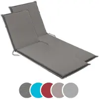 Sleepling Set van 2 ligkussen voor tuinstoel, 190 x 58 cm, kussen voor ligstoel, 6 cm dik, grijs,