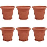 vidaXL Plantenpotten 6 st Baksteenrood Ø 39 x 32 cm Kunststof