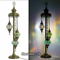 Halay Mozaïek Vloerlamp - Turkse Lamp 85 cm - 3 Bollen - Handgemaakt Multi Kleur Glas