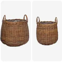 vidaXL Plantmand met opslag 2 st Natuurlijk Bruin Kubu Rattan