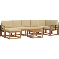 vidaXL Buiten bank set 8 st Natuurlijk en Beige