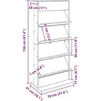 vidaXL Tijdschriftenrek Beton Grijs 70 x 41 x 156 cm Bewerkt hout