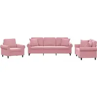 vidaXL 3-delige Loungeset met kussens fluweel roze