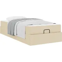vidaXL Bedframe met matras 2 st Crème Stof